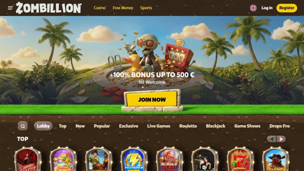 homepage van nederlandse goksite zombillion